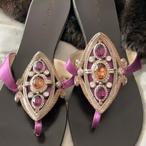 Gianmarco Lorenzi jeweled sandals pink satin 38.5 8.5 gorgeous shoes